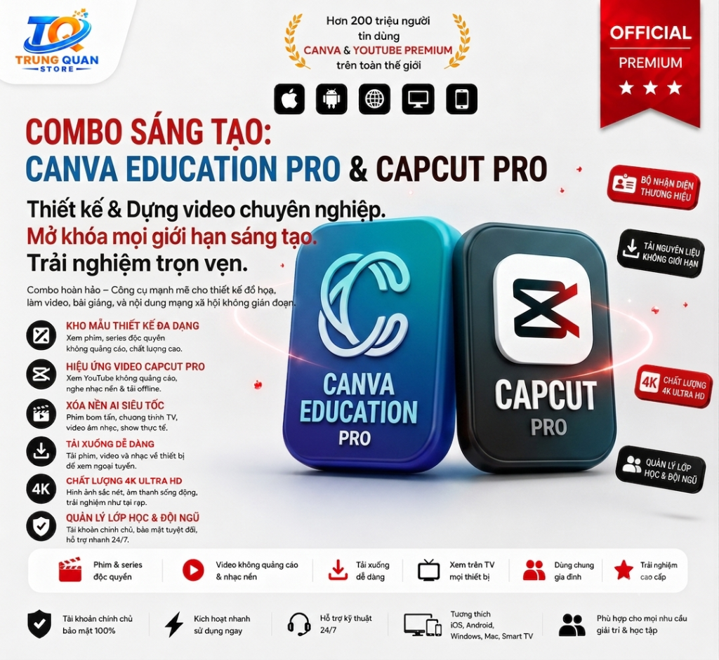 Mua Combo Canva Pro Education + CapCut Pro