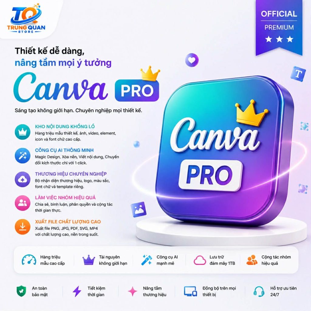 Nâng cấp Canva Pro – Pro Education Full Tính Năng Chính Chủ