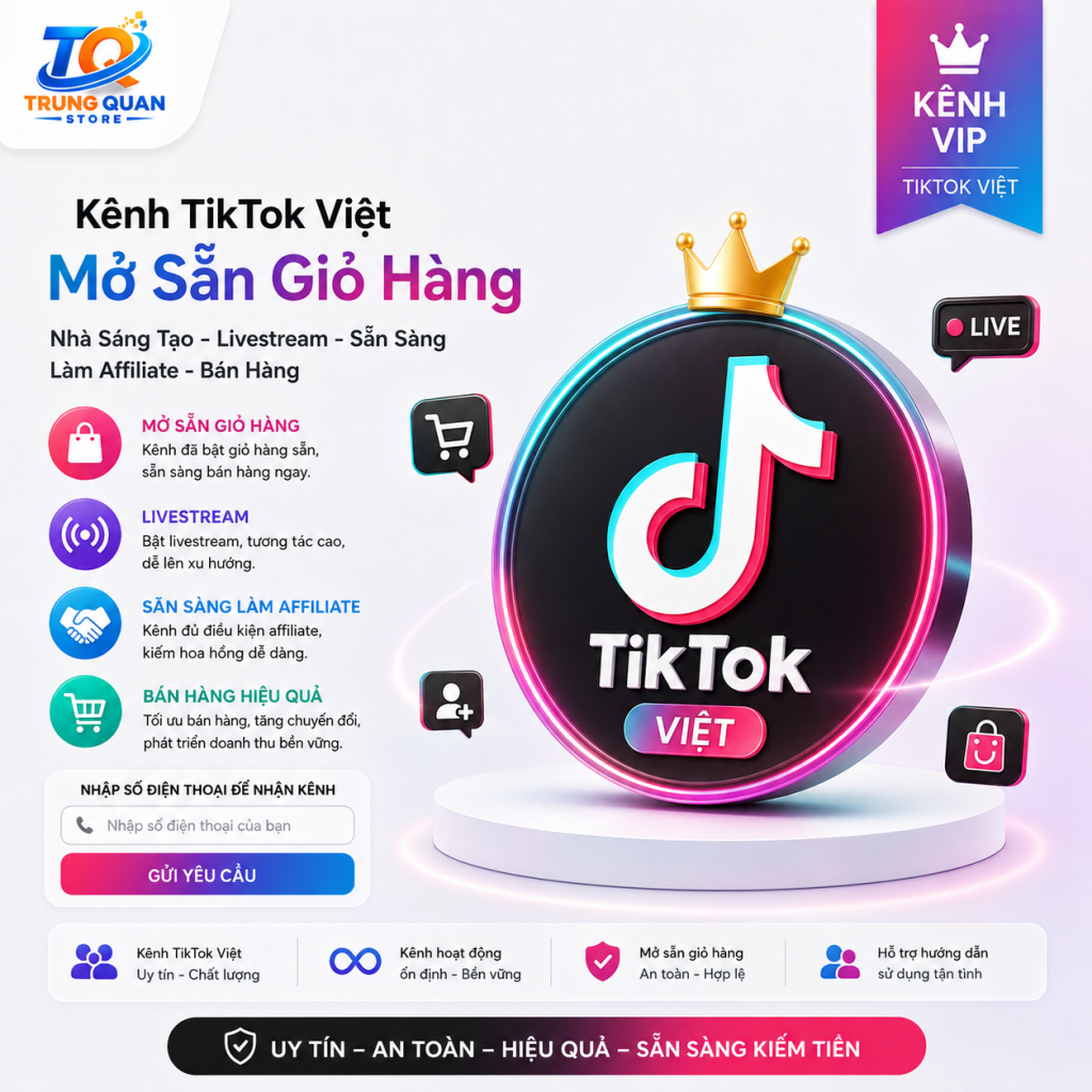 Mua Kênh Tiktok Mở Live – Live Studio – Giỏ Hàng Affiliate Để Bán Hàng