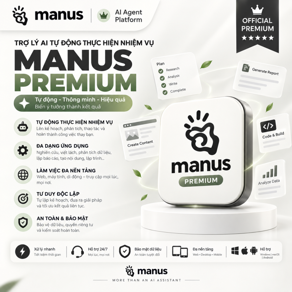 Tài khoản Manus 20$/40$
